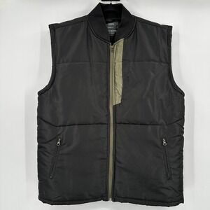 ZAKBRAND Mens XL Black Puffer Vest Full Zip Ribbed Collar Gorpcore Streetwear